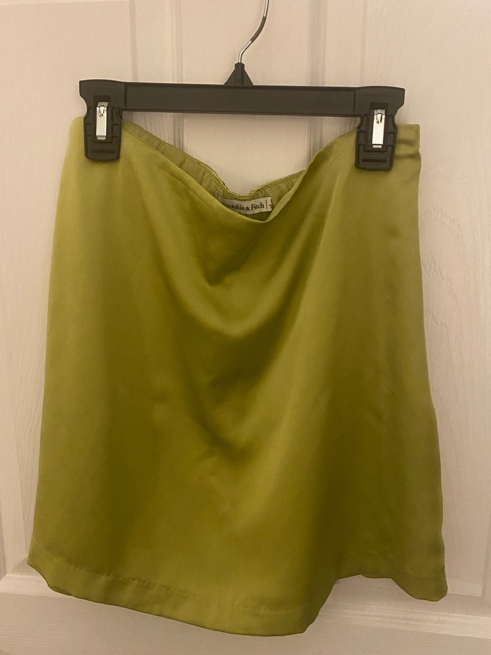 Abercrombie & Fitch Green Chartreuse Satin Slip Mini Skort Skirt